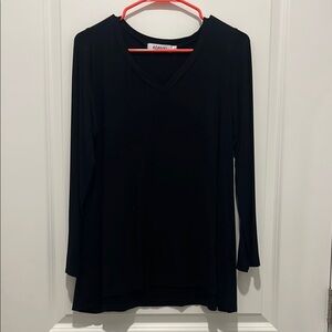 Black V-Neck Women's Top